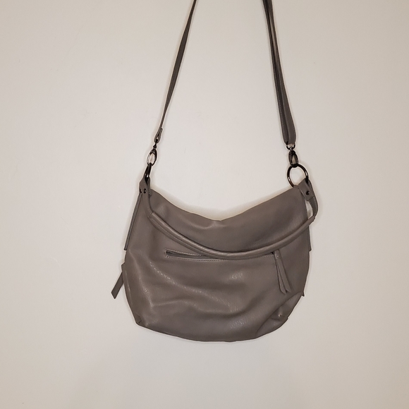 Nicole Miller Gray Boho Style Foldover Back with Curved Corner Zippered Pockets - Picture 3 of 15
